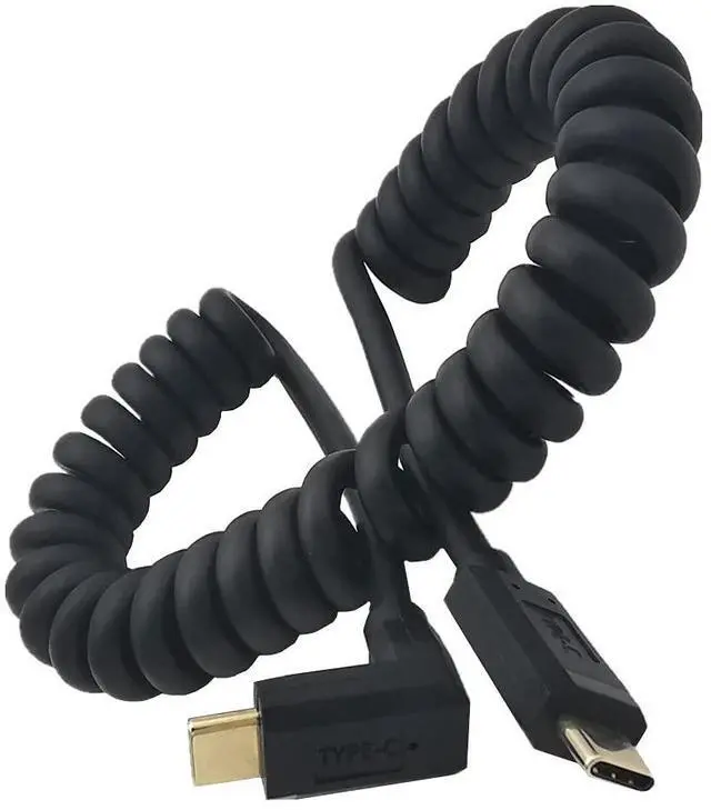 Alt view image 2 of 2 - BUCIER Coiled USB 3.1 Type C Cable - 90 Degree Angle USB-C Male to Male Spring Spiral, 3A 10Gbps Fast Charging, Data Extension, Stretched 3.3FT/1M (M/M Up & Down)