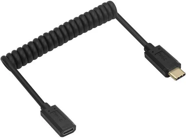 Alt view image 2 of 4 - BUCIER Coiled USB 3.1 Type C Cable, USB-C Male to USB-C Female Coiled Spring Spiral Cable, 3A 10Gbps Fast Charging, Data Extension Cable, Stretched 4FT/1.2M (M/F)