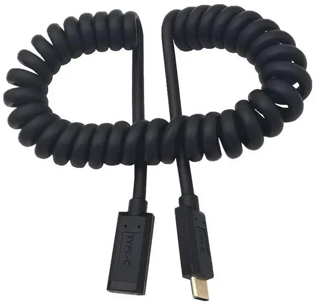 Alt view image 3 of 4 - BUCIER Coiled USB 3.1 Type C Cable, USB-C Male to USB-C Female Coiled Spring Spiral Cable, 3A 10Gbps Fast Charging, Data Extension Cable, Stretched 4FT/1.2M (M/F)