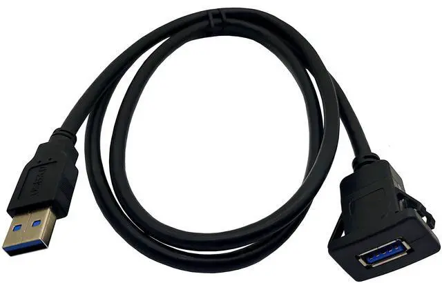 Alt view image 2 of 5 - BUCIER Square USB 3.0 Flush Mount Cable, USB 3.0 Male to Female Flush Panel Mount Extension Cable for Car, Boat and Motorcycle Dashboard 1M/3ft