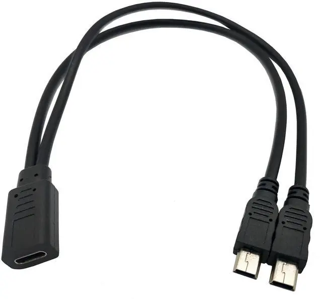 Alt view image 5 of 6 - BUCIER USB C Splitter Charge Cable,1 Feet USB Type C Female to 2 Dual Mini USB 5pin Male Y Splitter Conversion Charging Cable(Only for Charging)