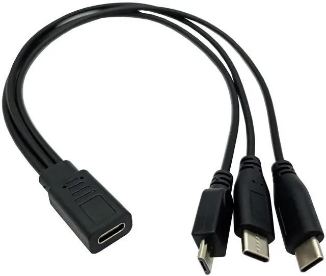 Main image of BUCIER USB C Splitter Charge Cable,1 Feet USB Type C Female to 2 Type C +1 Micro USB Male Splitter Extension Charging Cable, 3 in 1 Fast Charging Cord(Only for Charging)