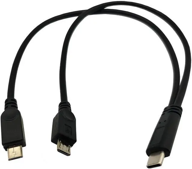 Alt view image 2 of 4 - BUCIER USB C Splitter Charge Cable,1 Feet USB Type C Male to 2 Dual Micro USB Male Y Splitter Extension Charging Cable(Only for Charging) (Type C Male to 2* Micro USB Male)