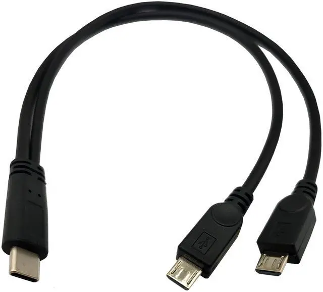 Main image of BUCIER USB C Splitter Charge Cable,1 Feet USB Type C Male to 2 Dual Micro USB Male Y Splitter Extension Charging Cable(Only for Charging) (Type C Male to 2* Micro USB Male)