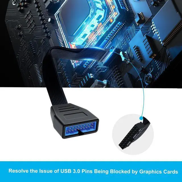 Alt view image 5 of 7 - BUCIER USB 3.0 19/20 Pin Extension Cable USB 3.0 19/20 Pin Internal Extension Header Adapter Cable, for Desktop Computers (30 cm)