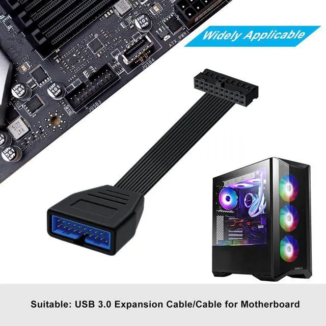 Alt view image 6 of 7 - BUCIER USB 3.0 19/20 Pin Extension Cable USB 3.0 19/20 Pin Internal Extension Header Adapter Cable, for Desktop Computers (30 cm)