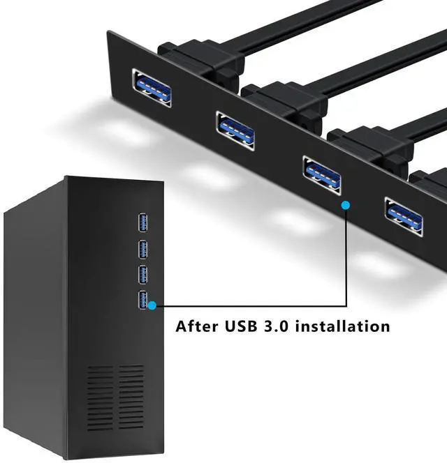 Alt view image 4 of 6 - BUCIER USB 3.0 Front Panel Cable Extension with Panel Mount Holes 5Gbps Motherboard 19/20pin Header Splitter to 2 USB Female (30 cm)
