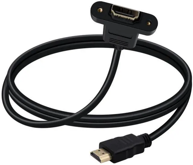 Alt view image 2 of 7 - BUCIER HDMI Male Female Extension Cable with Panel 4K HDMI Short Extender with Screw Holes Panel Mounted, Apply to Blu Ray Players, HDTV, Xbox360, TV (0.5 m/1.6FT)