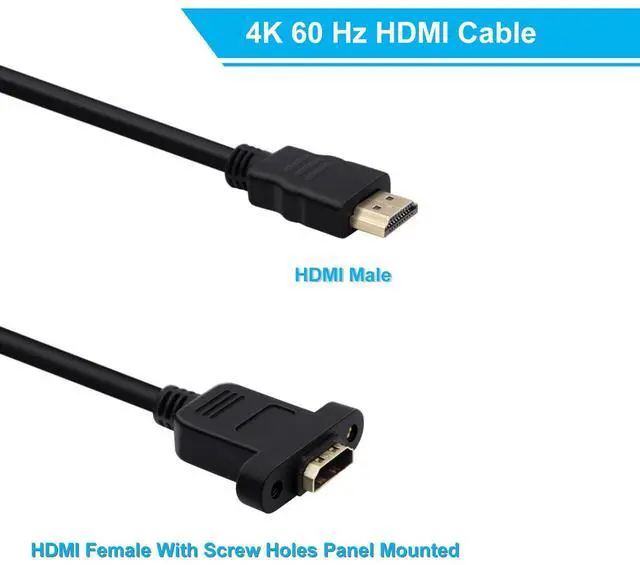 Alt view image 3 of 7 - BUCIER HDMI Male Female Extension Cable with Panel 4K HDMI Short Extender with Screw Holes Panel Mounted, Apply to Blu Ray Players, HDTV, Xbox360, TV (0.5 m/1.6FT)