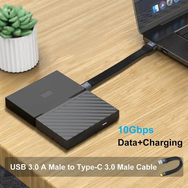 Alt view image 5 of 6 - BUCIER USB to USB C Flat Cable 10Gbps Type C Charger Cable Flat 100W 20V 5A Support Audio & Video 4K@60Hz, for Phones,Laptops,PC (A Male to C Male, 13 cm)