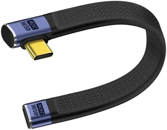 Main image of BUCIER 90 Gegree USB C Extension Cable 40Gbps Flat USB C Extension Cable 240W 48V 5A Support Audio & Video 8K@60Hz, for Phones, Laptops, PC (Left Right Bent, 13 cm)