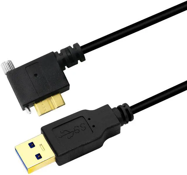 Main image of BUCIER 3M USB 3.0 A Male to 90 Degree Micro B Male Cable with Locking Screws for Hard Drive, Smartphone, Tablet and PC