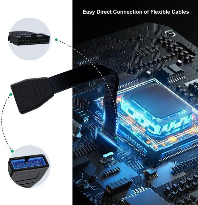 Alt view image 5 of 6 - BUCIER USB 3.0 19/20 Pin Motherboard Cable USB 3.0 19/20 Pin Internal Extension Header Adapter Cable, Suitable for Desktop Computers (5.9 inch)