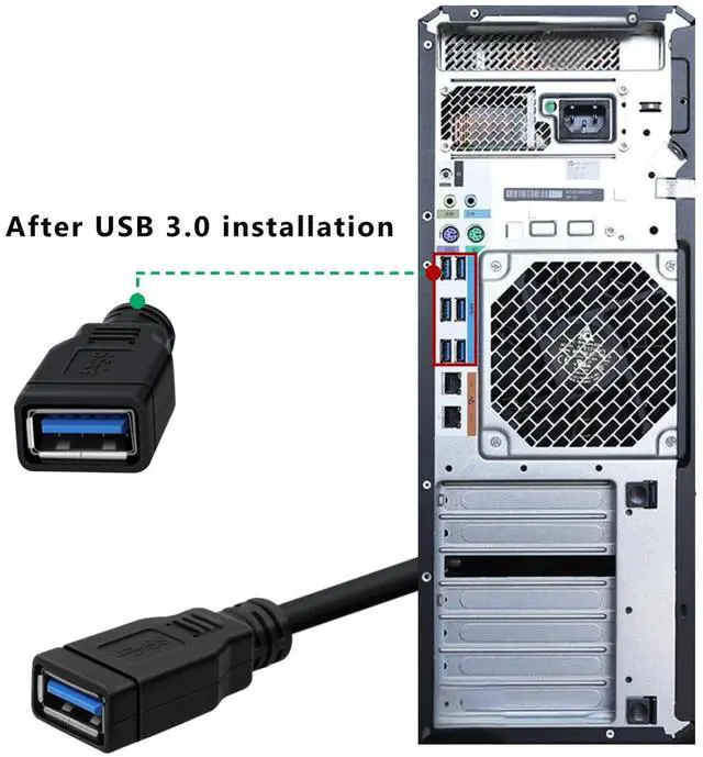 Alt view image 5 of 6 - BUCIER 2 Port USB 3.0 Female to Motherboard 19/20pin Y Splitter Cable USB 3.0 Front Panel Cable (1FT)