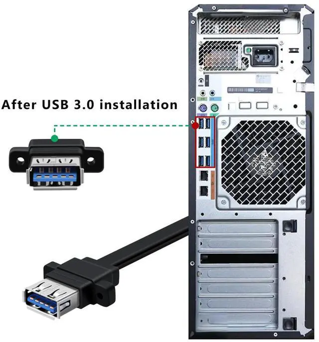 Alt view image 5 of 6 - BUCIER USB 3.0 Front Panel Cable 5Gbps USB 3 0 Header Extension Cable 19/20 Pin USB 3.0 Front Panel Extension with Panel Mount Holes (50 cm)