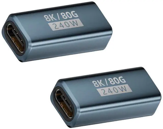 Main image of BUCIER 240W USB C Coupler 2-Pack, USB C Female to Female Adapter [80Gbps/240W PD/8K@60Hz] Type C Extender Adapter Support Thunderbolt 5/4 for iPhone 15, MacBook, Steam Deck, Switch