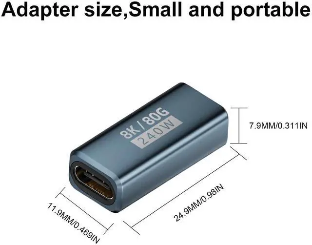 Alt view image 7 of 7 - BUCIER 240W USB C Coupler 2-Pack, USB C Female to Female Adapter [80Gbps/240W PD/8K@60Hz] Type C Extender Adapter Support Thunderbolt 5/4 for iPhone 15, MacBook, Steam Deck, Switch