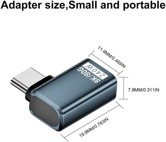 Alt view image 7 of 7 - BUCIER 2-Pack USB C Right Angle Adapter [80Gbps/240W PD/8K@60Hz] Right Angle 90 Degree USB C Adapter Support Type C Fast Charging Thunderbolt 5/4 for iPhone 15, Steam Deck, Switch