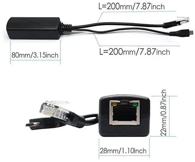 Alt view image 4 of 6 - 4Pack Active 5V 24A PoE Splitter Adapter IEEE 8023af Compliant Micro USB 48V to 5V24A for Tablets Dropcam or Raspberry Pi IPC IP Camera and More