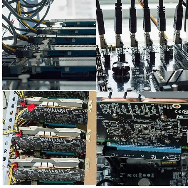 Alt view image 2 of 4 - PCIe Riser 8 Pack GPU Riser Adapter Card PCI Express 1X to 16X Extender Mining Graphics Card USB 30 Extension 6pin MOLEX to SATA Power Cable for Ethereum Bitcoin Litecoin Device