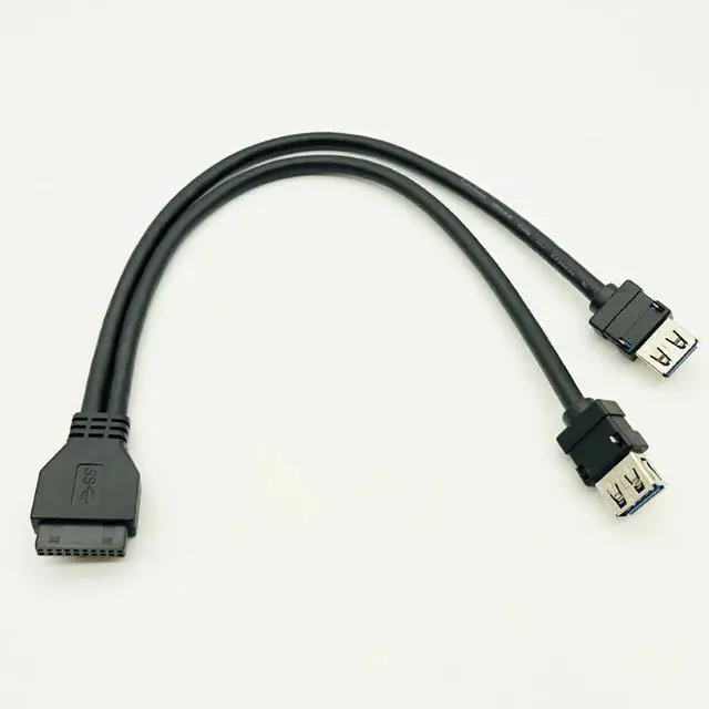 Alt view image 6 of 6 - BUCIER USB3.0 Cable USB Connector for PC Front Panel USB Hub USB 3.0 20pin Header Dual Port USB3 Adapter Fixed Foot for DIY Panel Mount