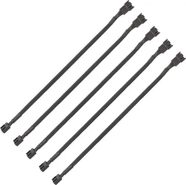 Main image of BUCIER PWM Fan Extension Cable - 10.5 inch PC Fan Extension Cable Compatible with ATX Case 3 Pin & 4 Pin Cooling Fans. Durable Black Nylon Braided Case Fan Extension Cable (5 Pack)
