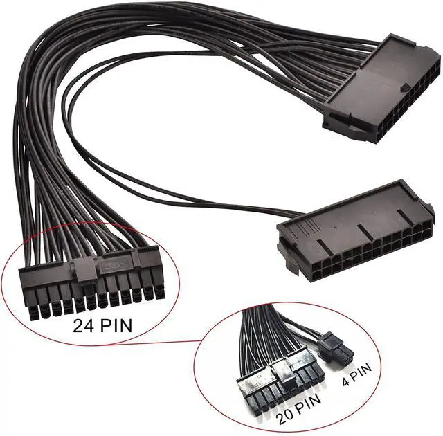 Alt view image 2 of 3 - BUCIER 24 Pin Main Second Dual PSU ATX Power Supply Motherboard Adapter Cable