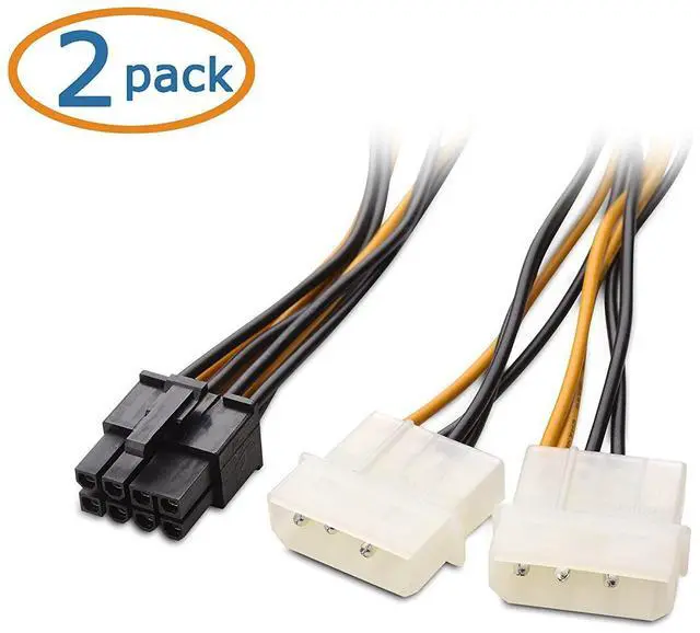 Alt view image 2 of 6 - BUCIER (2-Pack) 8-Pin PCIe to Molex (2x) Power Cable 4 InchesParent