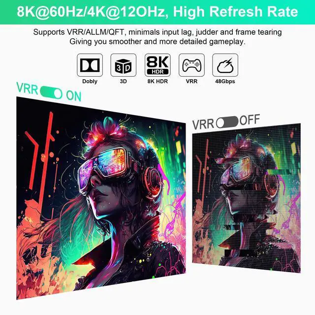Alt view image 4 of 7 - BUCIER 8K HDMI Switch 4K 120Hz - 5 in 1 Out HDMI Splitter Switcher 8K@60Hz 4K@120Hz with Remote 3D HDR10+ HDCP 2.3 CEC, Use for PS5/4/3 Xbox DVD Player Fire Stick Roku TV PC Nintendo Switch