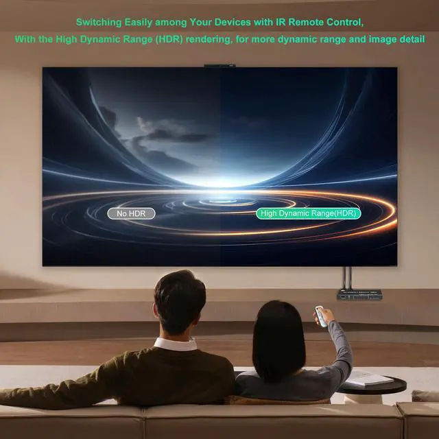 Alt view image 6 of 7 - BUCIER 8K HDMI Switch 4K 120Hz - 5 in 1 Out HDMI Splitter Switcher 8K@60Hz 4K@120Hz with Remote 3D HDR10+ HDCP 2.3 CEC, Use for PS5/4/3 Xbox DVD Player Fire Stick Roku TV PC Nintendo Switch