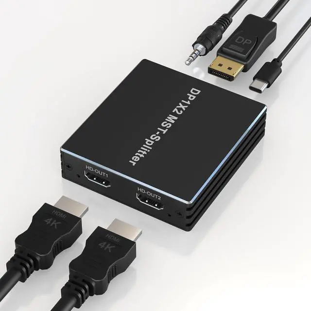 Main image of BUCIER DisplayPort to Dual HDMI Adapter DP to HDMI Splitter for Dual Monitors - 4K@60Hz Displayport to HDMI Splitter Extended Display MST 1 in 2 Out Hub for PC, Graphic Card and More
