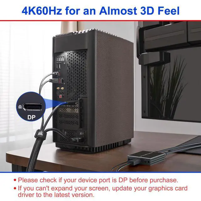 Alt view image 5 of 7 - BUCIER DisplayPort to Dual HDMI Adapter DP to HDMI Splitter for Dual Monitors - 4K@60Hz Displayport to HDMI Splitter Extended Display MST 1 in 2 Out Hub for PC, Graphic Card and More