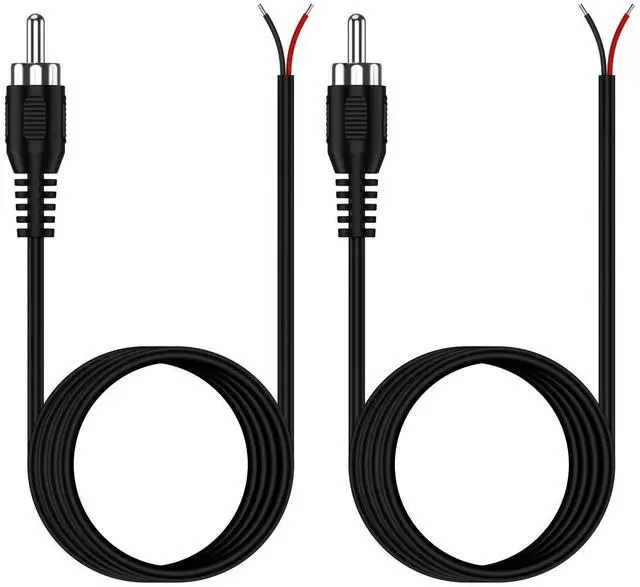 Main image of BUCIER RCA to Bare Wire Cable, (2 Pack 20AWG 6.6 ft) Replacement RCA Male Plug Jack Connector Adapter to Bare Wire Open End Audio Video RCA Cable for Repair