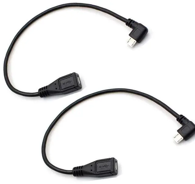 Main image of BUCIER Micro USB Left Angle,Micro USB Extension Cable, 90 Degree Micro-B Male to Female Extension Cable, Data Transferring Cable Suitable for Samsung, Driving Recorder,and More-2pack