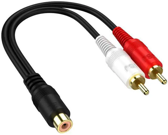 Alt view image 2 of 6 - BUCIER 2 Pack Audio Speaker Y Adapter Splitter Cable with OFC Conductor Dual Shielding Gold Plated Metal Shell Flexible PVC Jacket - 0.2M / 0.6FT