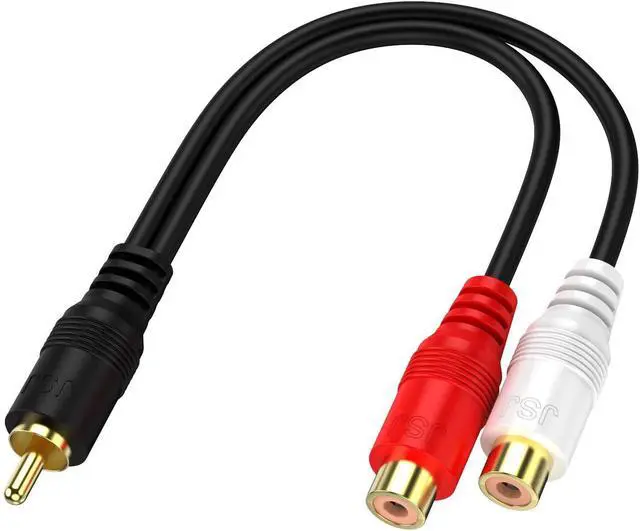 Alt view image 2 of 6 - BUCIER 2 Pack Audio Speaker Y Adapter Splitter Cable with OFC Conductor Dual Shielding Gold Plated Metal Shell Flexible PVC Jacket - 0.2M / 0.6FT