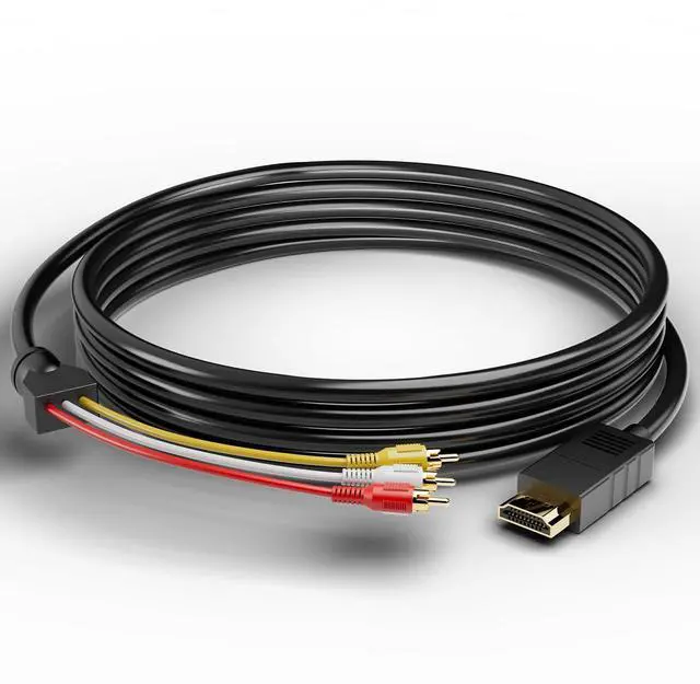 Main image of BUCIER HDMI to RCA Cable with Built-in Converter, 1080P HDMI to 3 RCA AV Adapter (Composite Video + Audio), 5ft (1.5m) for Connecting DVD Player, HDTV, PC to Old TV, Projector, Legacy Devices