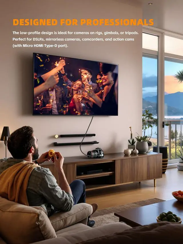 Alt view image 6 of 7 - BUCIER 8K Right Angle HDMI Adapter 90 Degree, Male to Female Fixed Micro HDMI Connector for Camera Camcorder - 8K@60Hz 4K@120Hz