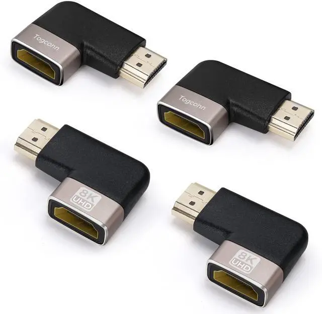 Main image of BUCIER 8K HDMI Flat 90 and 270 Degree Gold Plated Adapter 4 Pack, Right Angle Male to Female Vertical Flat Adapter L Shape Extender, Supports 8K@60Hz, 4K@120Hz, for HDTV, Xbox One