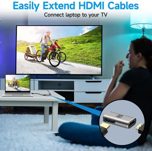 Alt view image 3 of 5 - 8K HDMI Coupler 4 Pack, Flat HDMI 2.1 Female to Female Connector HDMI Extension Adapter, Supports 4K@120Hz,8K@60Hz, 2K, Compatible with HDTV, Monitors, Laptop, Projector, PS5/4, Xbox X