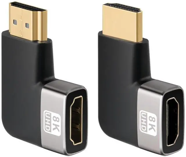 Main image of BUCIER 8K HDMI Flat 90 Degree and 270 Degree Gold Plated Adapter 2 Pack, Right Angle HDMI Male to Female Vertical Flat Adapter HDMI L Shape Extender, Supports 8K@60Hz4K@120Hz, for HDTV, Xbox One