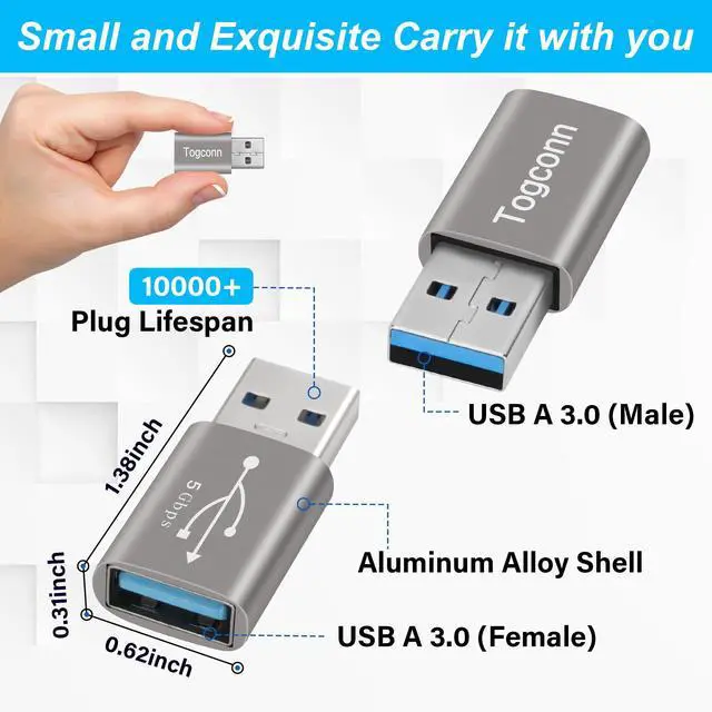 Alt view image 7 of 7 - Angle USB 3.0 Adapter 10 Pack, Multiple Angles(UP/Down/Left/Right/Straight),USB A Male to Female Connector Converter USB L Shape Extender, Support Charge & Data Sync for PC, Laptop, Mouse, Keyboard