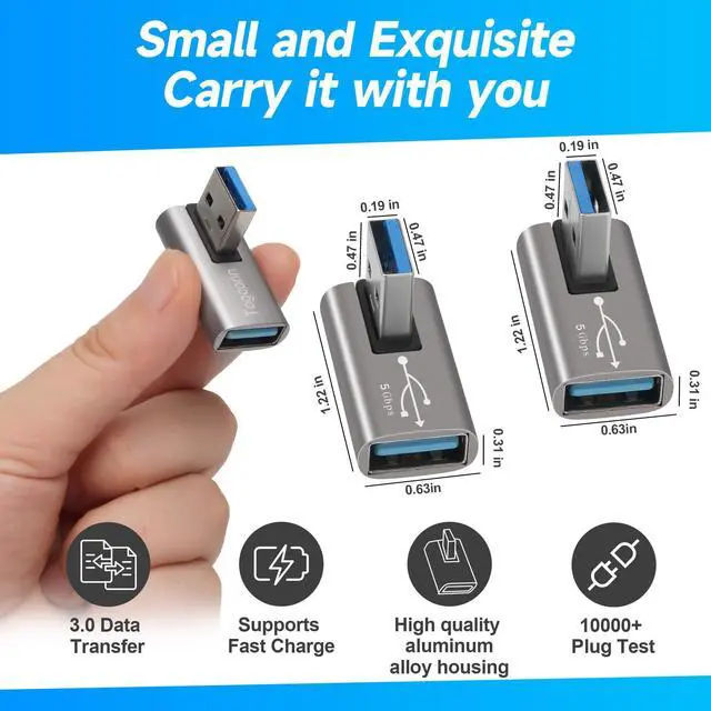 Alt view image 6 of 7 - Angle USB 3.0 Adapter 10 Pack, Multiple Angles(UP/Down/Left/Right/Straight),USB A Male to Female Connector Converter USB L Shape Extender, Support Charge & Data Sync for PC, Laptop, Mouse, Keyboard