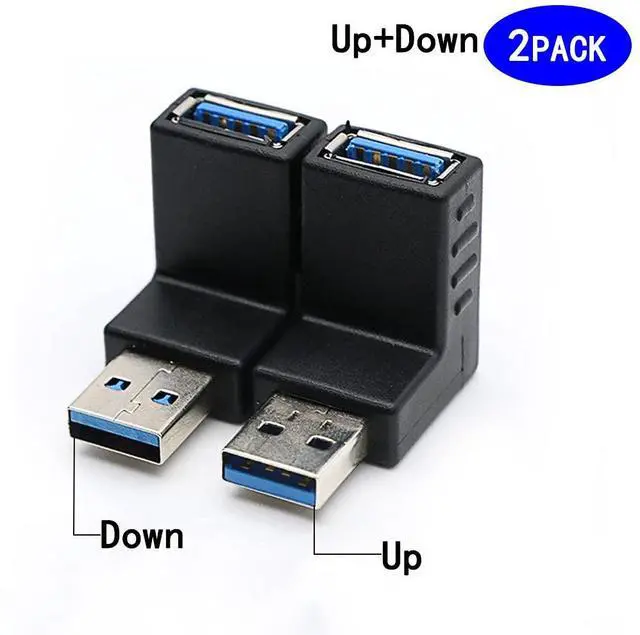 Alt view image 2 of 5 - BUCIER 2 Pack USB 3.0 Adapter 90 Degree Male to Female Combo Vertical Up and Down Angle Coupler ConnectorUSB 3.0 Male to Female 90 Degree Right Angle Extension Adapter