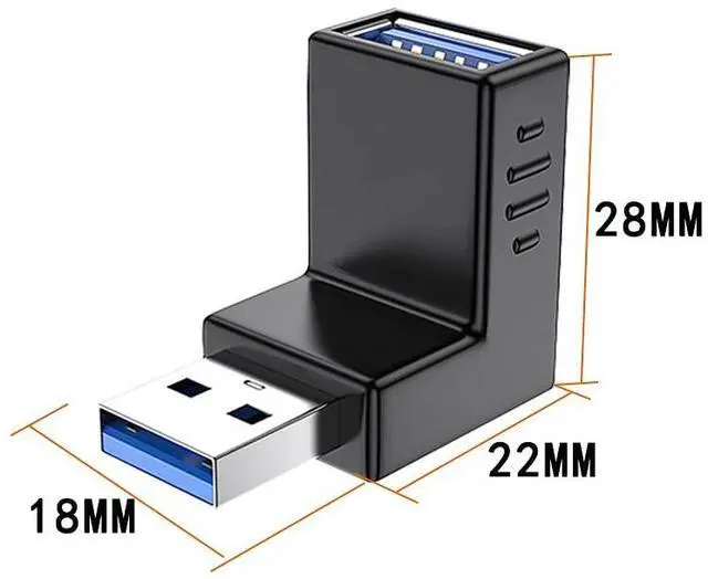Alt view image 4 of 5 - BUCIER 2 Pack USB 3.0 Adapter 90 Degree Male to Female Combo Vertical Up and Down Angle Coupler ConnectorUSB 3.0 Male to Female 90 Degree Right Angle Extension Adapter