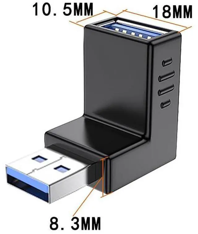 Alt view image 5 of 5 - BUCIER 2 Pack USB 3.0 Adapter 90 Degree Male to Female Combo Vertical Up and Down Angle Coupler ConnectorUSB 3.0 Male to Female 90 Degree Right Angle Extension Adapter