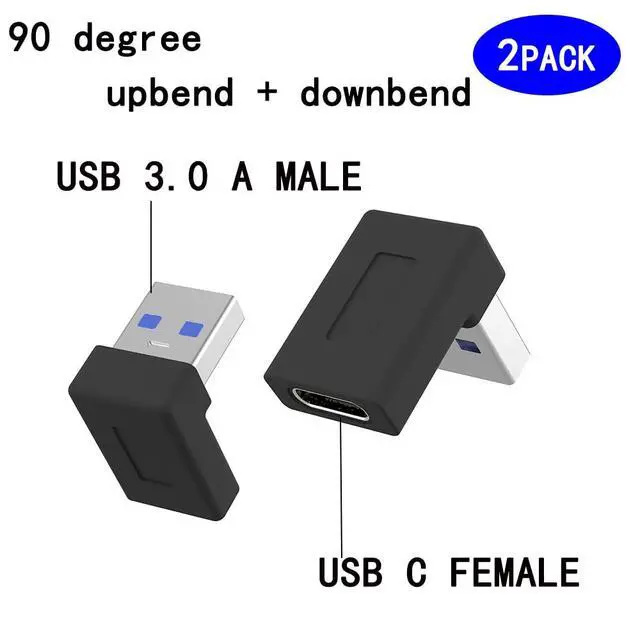Alt view image 2 of 7 - BUCIER Right Angle USB A Male to USB C Female Adapter,90 Degree USB3.0 to Type C Cable Connector Support unidirectional Sides 5Gbps & Data Transfer, for Laptops,Phone, 2-Pack