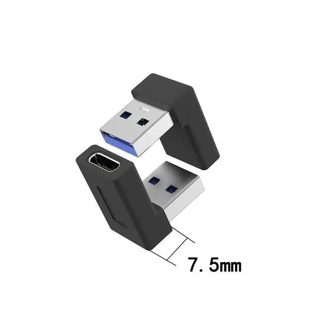 Alt view image 3 of 7 - BUCIER Right Angle USB A Male to USB C Female Adapter,90 Degree USB3.0 to Type C Cable Connector Support unidirectional Sides 5Gbps & Data Transfer, for Laptops,Phone, 2-Pack