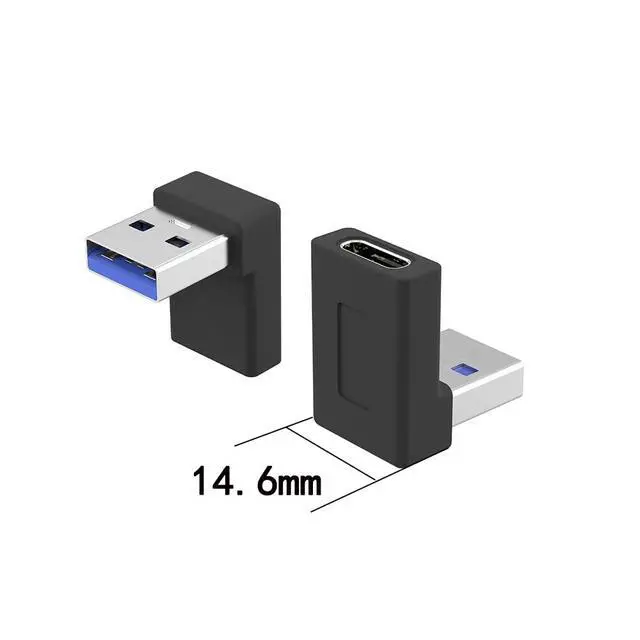 Alt view image 4 of 7 - BUCIER Right Angle USB A Male to USB C Female Adapter,90 Degree USB3.0 to Type C Cable Connector Support unidirectional Sides 5Gbps & Data Transfer, for Laptops,Phone, 2-Pack