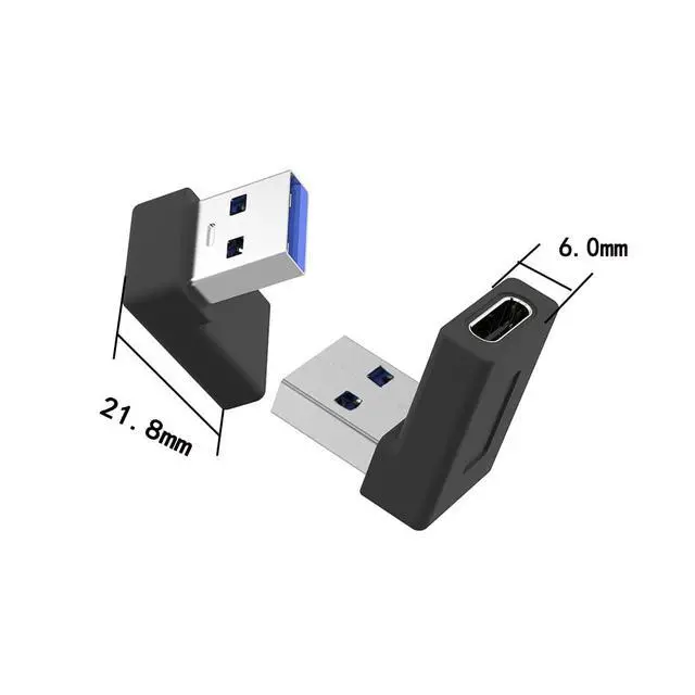 Alt view image 5 of 7 - BUCIER Right Angle USB A Male to USB C Female Adapter,90 Degree USB3.0 to Type C Cable Connector Support unidirectional Sides 5Gbps & Data Transfer, for Laptops,Phone, 2-Pack